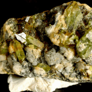 Green Sphene Crystals on Mica