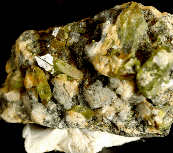 Green Sphene Crystals on Mica